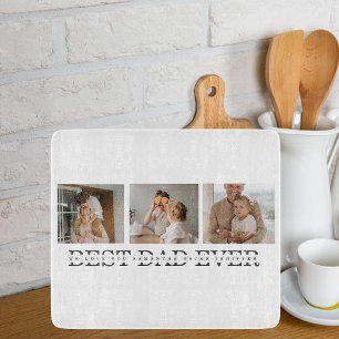 Moderne collage foto's en beste pap ooit cadeautje snijplank