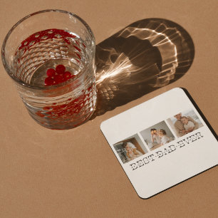 Moderne collage foto's en beste pap ooit cadeautje vierkante kartonnen onderzetter