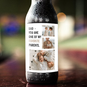 Moderne collage foto's en Happy Fathers Day Gift Bier Etiket
