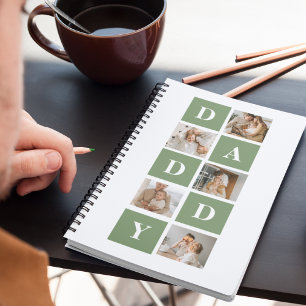 Moderne collage foto's en Happy Fathers Day Gift Notitieboek