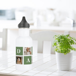 Moderne collage foto's en Happy Fathers Day Gift Waterfles