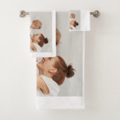 Moderne collage foto's en rode hartritme bad handdoek (Insitu)