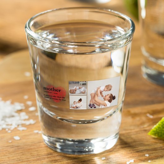 Moderne collage foto's en rode hartritme shot glas