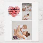 Moderne collage foto's en rode hartritme wijn etiket (Enkel label)