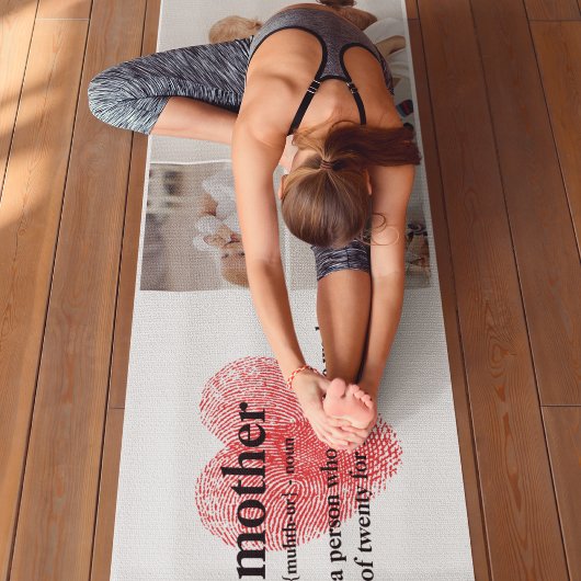 Moderne collage foto's en rode hartritme yogamat