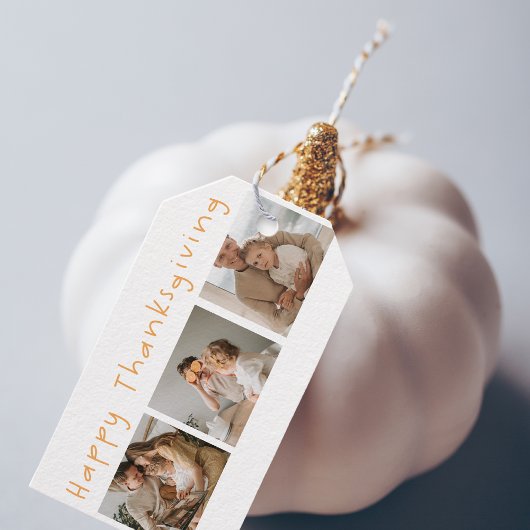 Moderne collage foto's & Happy Thanksgiving Cadeaulabel
