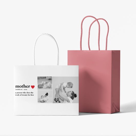 Moderne collage foto's & tekst rood hart moedercad groot cadeauzakje