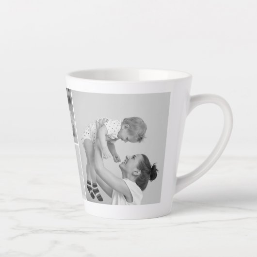 Moderne collage foto's & tekst rood hart moedercad latte mok (Rechts)