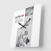 Moderne collage foto's & tekst rood hart moedercad vierkante klok (Hoek)