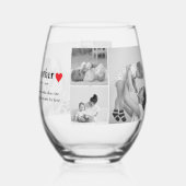 Moderne collage foto's & tekst rood hart moedercad wijnglas zonder voet (Voorkant)