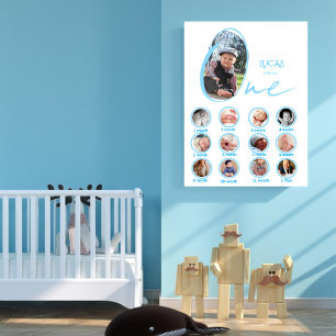 Moderne collage met foto's van eenjarige mijlpaal poster