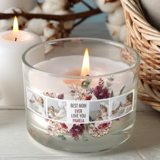 Moderne Collage Photo Flowers Lijst Best mam Gift Rechthoekige Sticker