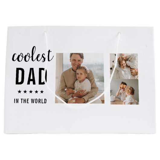 Moderne Collage Photo Happy Fathers Day Gift Groot Cadeauzakje (Voorkant)