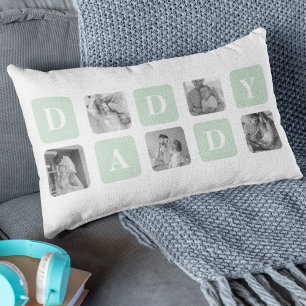Moderne Collage Photo Mint & Happy FathersDay Gift Kussen