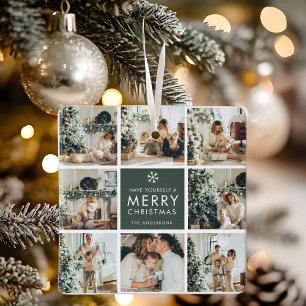 Moderne Collage “Prettig Kerstfeest” Meerdere Foto Keramisch Ornament