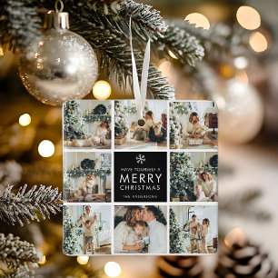 Moderne Collage “Prettig Kerstfeest” Meerdere Foto Keramisch Ornament