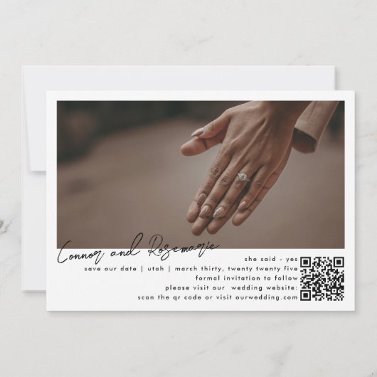 Moderne Collage  Qr-code multi-foto Save The Date (Achterkant)