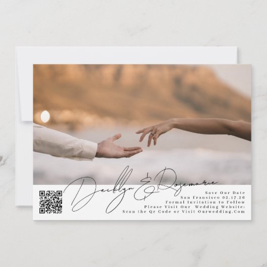 Moderne Collage  Qr-code multi-foto Save The Date (Achterkant)