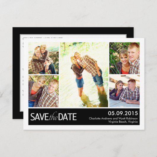Moderne collage sparen het Briefkaart van de Datum (Voorkant / Achterkant)