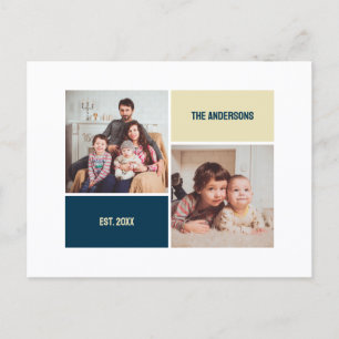 Moderne collage van twee familiefoto's met aangepa briefkaart