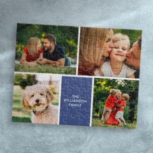 Moderne collage van vier favoriete familiefoto's legpuzzel