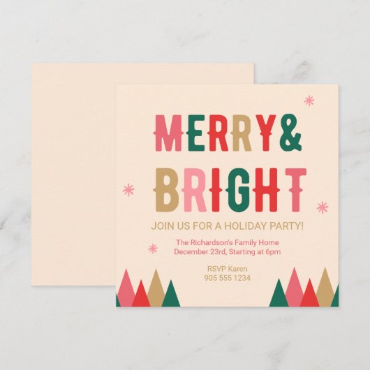 Moderne coloré Joyeux & Bright Invitation (Devant / Derrière)