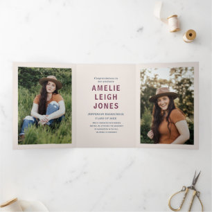 Moderne Colorful Graduation Party Drieluik Uitnodiging