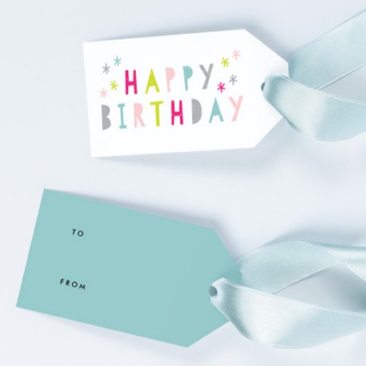Moderne Colorful Happy Birthday Cadeaulabel