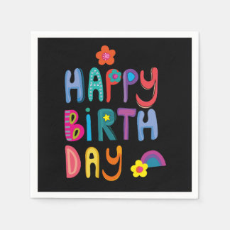 Moderne Colorful Happy Birthday Servet