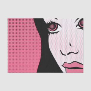 Moderne Comic Book Pop Art of Woman's Face Tissuepapier