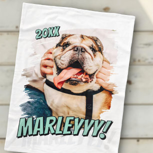 Moderne Comic Simple Grunge Custom Pet Photo Fleece Deken