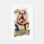Moderne Comic Simple Grunge Custom Pet Photo Metalen Ornament (Voorkant links)