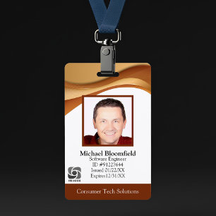 Moderne computer software company goud bruine ID Badge