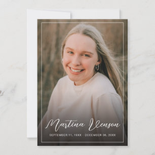 Moderne condoleancesympathie begrafenisfoto bedankkaart