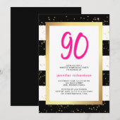 Moderne Confetti | 90e uitnodiging van de Birthday (Voorkant / Achterkant)