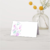 Moderne confetti bloem paarse trouwplaats kaarten (Achterkant)