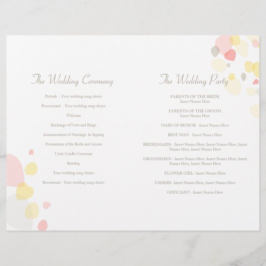Moderne confetti flower petals Wedding Programme (Achterkant)