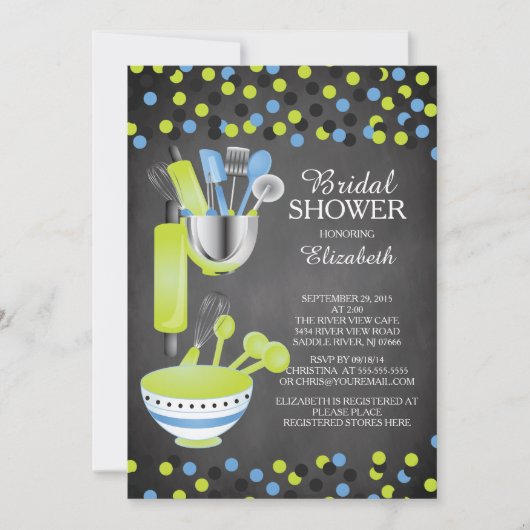 Moderne Confetti Kitchen Bridal Shower-uitnodiging Kaart (Voorkant)