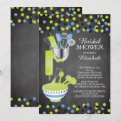 Moderne Confetti Kitchen Bridal Shower-uitnodiging Kaart (Voorkant / Achterkant)