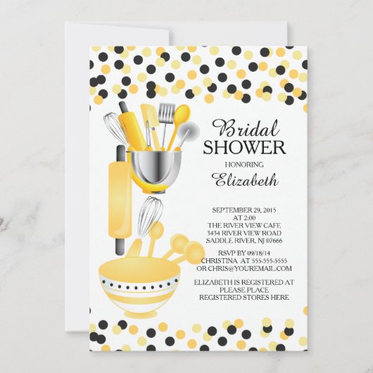 Moderne Confetti Kitchen Bridal Shower-uitnodiging Kaart (Voorkant)