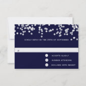 Moderne Confetti Navy Shooting Stars Bruiloft RSVP (Voorkant)