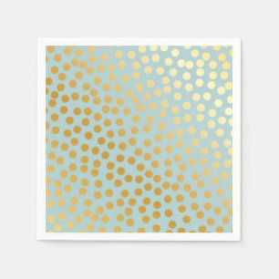 Moderne Confetti Polka Dots Patroon Mint en Goud Servet