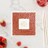 Moderne Confetti Polka Dots rood en goud Servetten (Insitu)