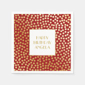 Moderne Confetti Polka Dots rood en goud Servetten (Voorkant)