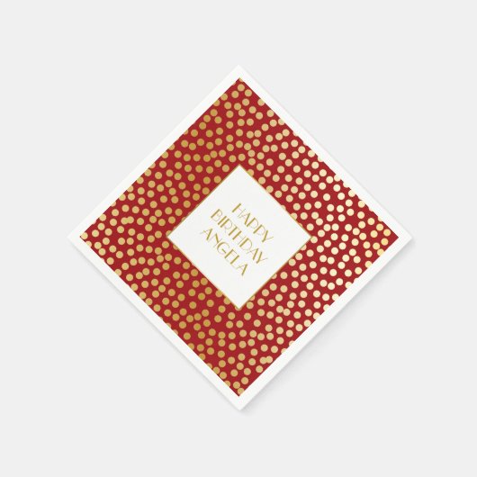 Moderne Confetti Polka Dots rood en goud Servetten (Hoek)