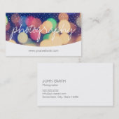 Moderne Confetti Stippen Scriptfotografie Visitekaartje (Voorkant / Achterkant)