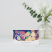 Moderne Confetti Stippen Scriptfotografie Visitekaartje (Staand voorkant)