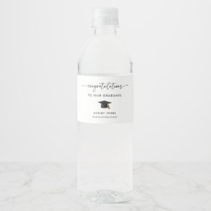 Moderne Congrats Afstudeerder Graduation Party Waterfles Etiket