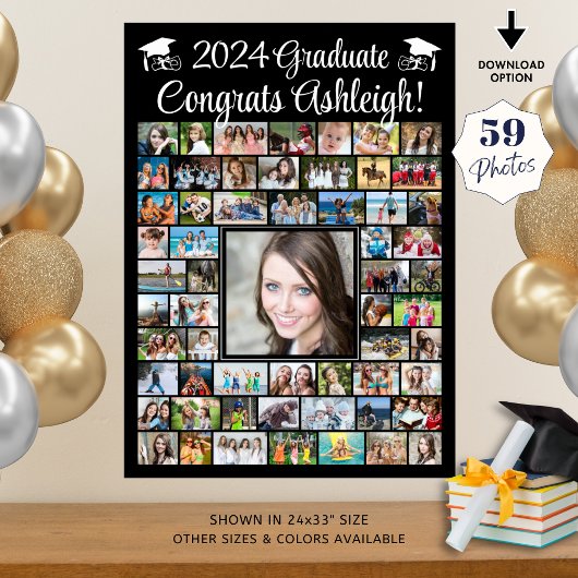 Moderne Congrats Afstuderen 59 Fotocollage op maat Poster
