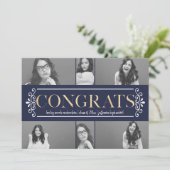Moderne Congrats Fotocollage Afstudeerfeest Kaart (Staand voorkant)